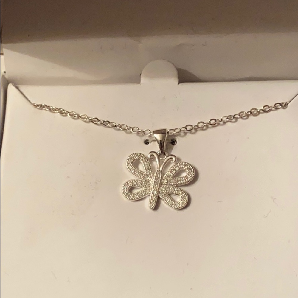 Silver butterfly necklace